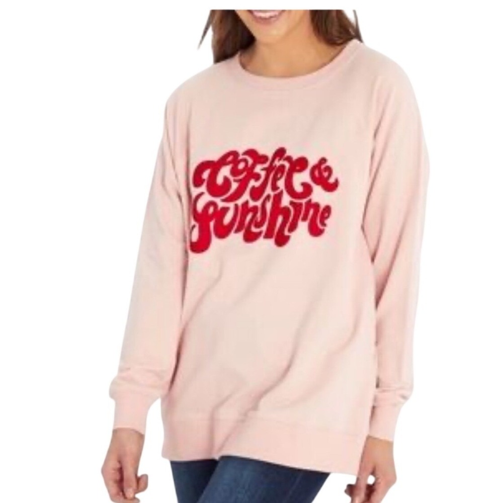 Wildfox‎ Coffee & Sunshine Pink Graphic Sweatshirt Pullover Large